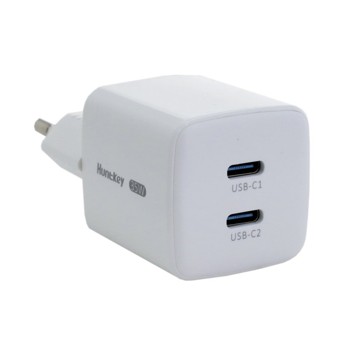 MP3 charger, Huntkey G35 PRO, 2x Type C 35W, 100-240V ->  5V/3A-20V1.5A