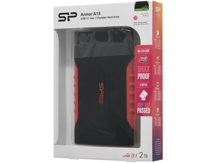 HDD USB 2 TB Silicon Power, A15, SP020TBPHDA15S3L, USB 3.1, black-red