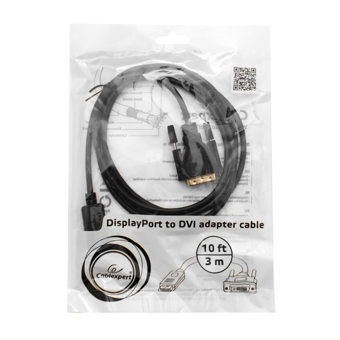 Cable SVGA, DisplayPort to DVI, 3m, Cablexpert CC-DPM-DVIM-3M