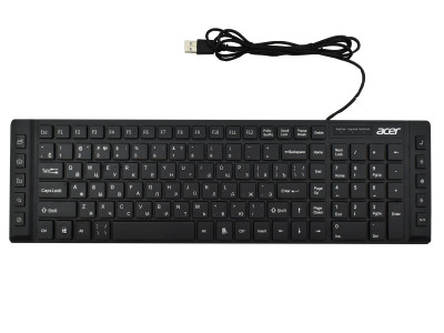 KeyBoard USB, Acer OKW010, 105+10 buttons, rus/lat,  black