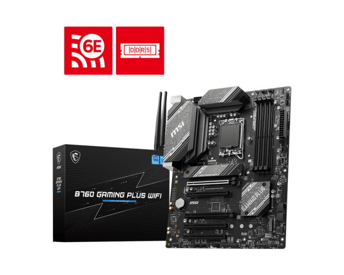 Материнская плата MSI B760 GAMING PLUS WIFI LGA1700 B760 4xDDR5 4xSATA3 RAID 2xM.2 HDMI DP ATX