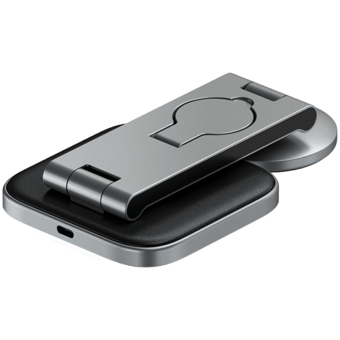 SATECHI 3-in-1 Foldable Qi2 Wireless Charging Stand (Space Gray) with Type A,C,G plugs