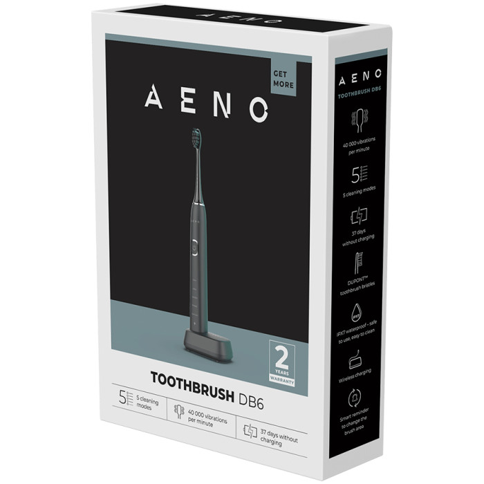 AENO Sonic Electric Toothbrush DB6: Black, 5 modes, wireless charging, 46000rpm, 40 days without charging, IPX7