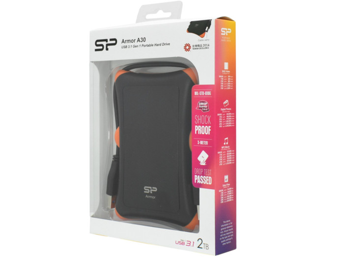 HDD USB 2 TB Silicon Power, A30, SP020TBPHDA30S3K, USB 3.1, black-orange