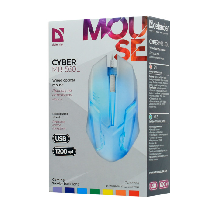Mouse Defender Cyber MB-560L W, USB, Optical 1200 dpi, (52561)