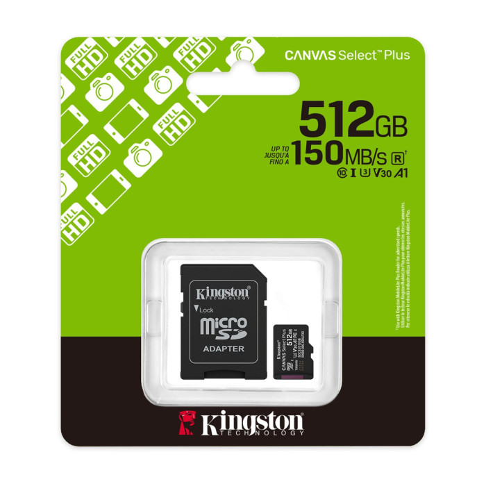 MemoryCard microSDXC 512GB, Kingston SDCS3/512GB, Class 10, + adapter SD