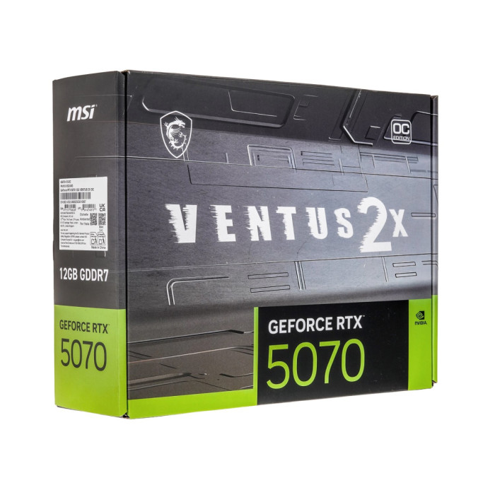 GPU NVIDIA,12 GB, MSI RTX 5070 VENTUS 2X OC [RTX 5070 12G VENTUS 2X OC], 3DP/HDMI, GDDR7/192bit