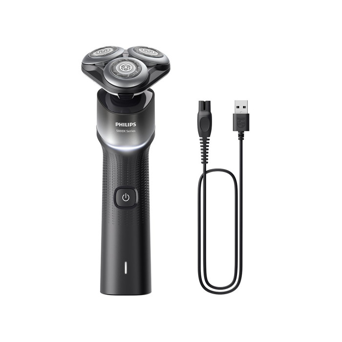 Электробритва, Philips, Серии 5000X X5004/00, Для влажного и сухого бритья, Роторная, Мощность 4,5 Вт, Система бритья с защитой от коррозии, Водонепроницаемость IPX7 , Зарядка 1 час, Изгиб головки на 360° , Триммер, Цвет черный