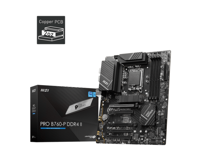 Материнская плата MSI PRO B760-P DDR4 II LGA1700 4xDDR4 4xSATA3 RAID 2xM.2 HDMI DP ATX
