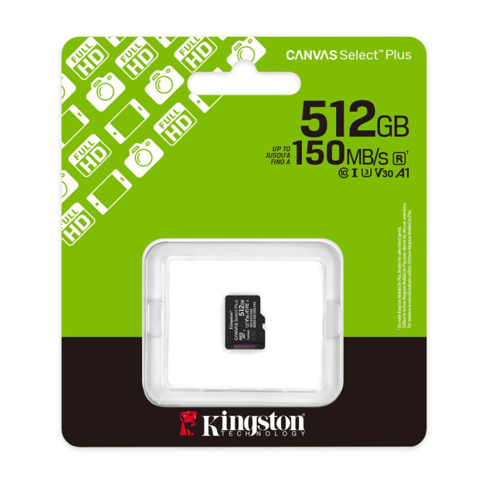 MemoryCard microSDXC 512GB, Kingston SDCS3/512GBSP, Class 10