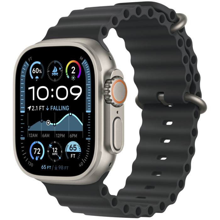 49mm Black Ocean Band - Natural Titanium Finish