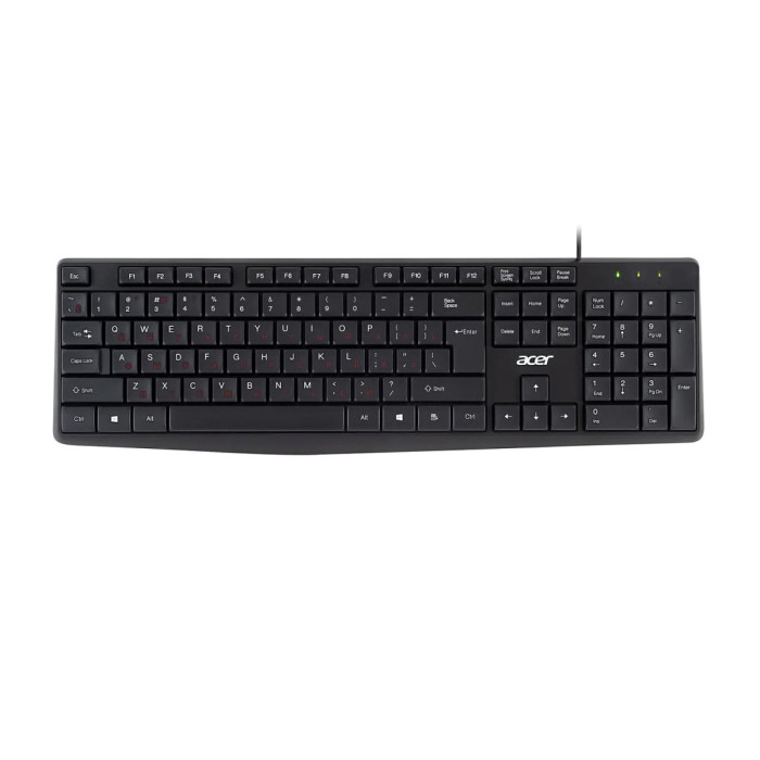 KeyBoard USB, Acer OKW121, 104 buttons, rus/lat, black