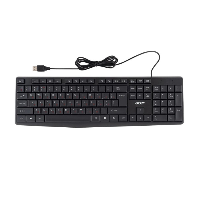 KeyBoard USB, Acer OKW121, 104 buttons, rus/lat, black