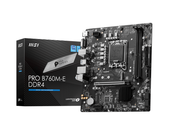 Материнская плата MSI PRO B760M-E DDR4 LGA1700 2xDDR4 4xSATA3 M.2 VGA HDMI mATX