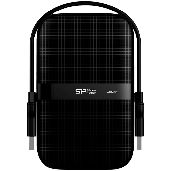 Silicon Power Armor - A60 2TB Portable HDD USB 3.2 Gen1 Black, Shockproof MIL-STD 810G Method 516.6 Procedure IV, Water-resistant IPX4, LED light