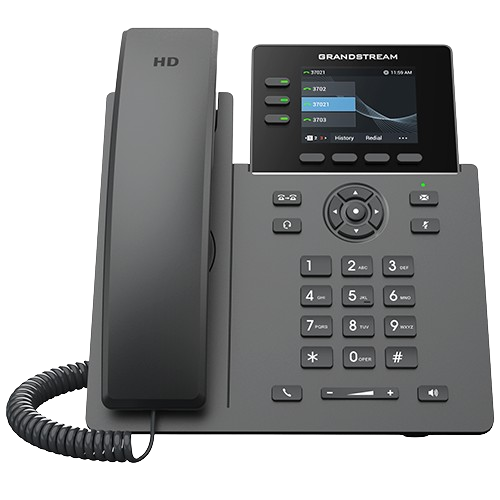Grandstream GRP2611G, Professional P Phone, 3 SIP accounts, 3 lines, 2x GbE PoE, 320x240 (2.8") color LCD, 12 virtual BLF keys, 5V/0.6A PSU