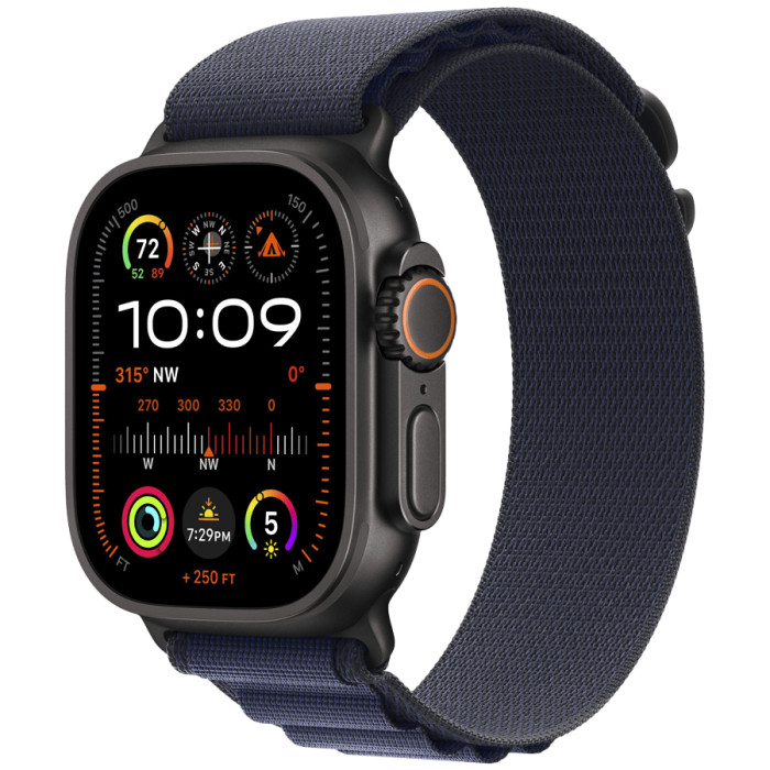 49mm Navy Alpine Loop - Medium - Black Titanium Finish