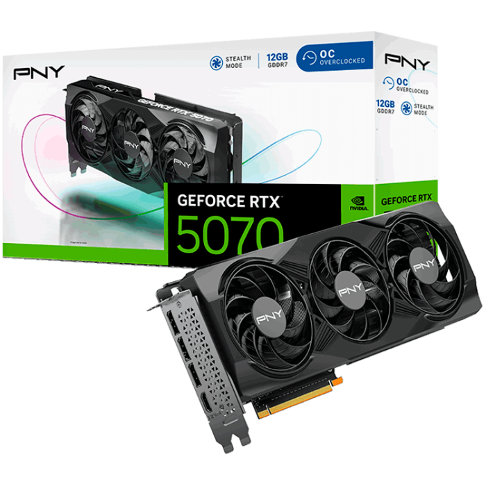 PNY Video Card NVidia GeForce RTX 5070 12GB Overclocked Triple Fan DLSS4