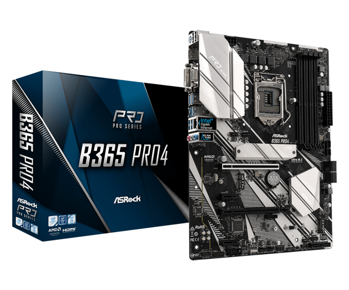 Материнская плата ASRock B365 PRO4 1151 4xDDR4 6xSATA3 RAID 2xUM.2 D-Sub DVI HDMI ATX
