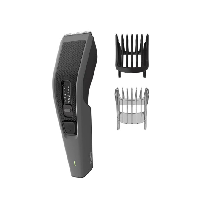 Машинка для стрижки волос, Philips, Серии 3000 HC3525/15, Роторная, Ползунковое управление, Время автономной работы 45 мин, Влажная очистка, Съемные насадки, Количество установок длины 13, Цвет серый