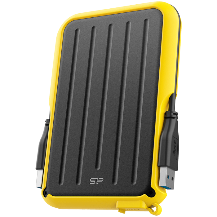 Silicon Power Armor - A66 2TB Portable HDD USB 3.2 Gen 1 Yellow, Certificate MIL-STD 810F 516.5/IV, Water-resistant IPX4, 360˚ bumper