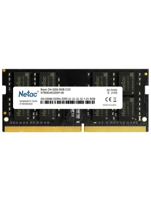 Модуль памяти для ноутбука Netac Basic, NTBSD4N32SP-08, DDR4 SO-DIMM, 8Gb, 3200Mhz, C22