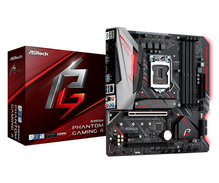Материнская плата ASRock B365M PHANTOM GAMING 4 S1151 4xDDR4 6xSATA3 2xUM.2 HDMI DP mATX