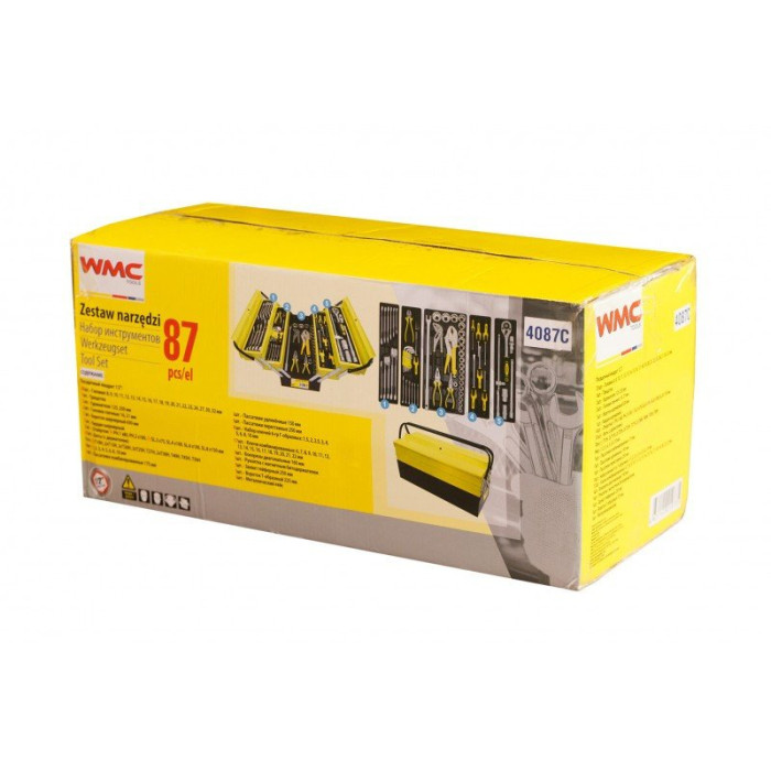 Набор инструментов 87пр. 1/2''(6гр)(8-32мм),в складном металлическом кейсе WMC TOOLS 47735       WMC-4087C