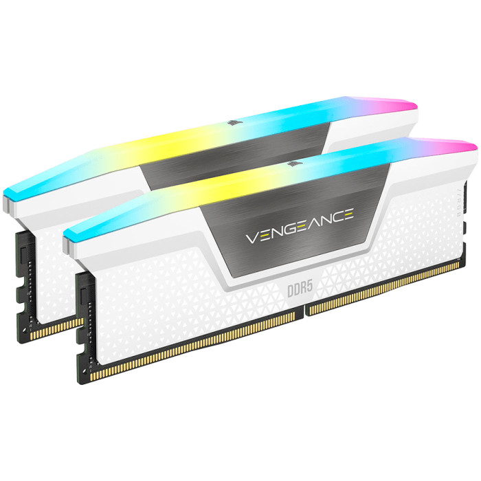 Corsair DDR5, 6000MT/s 32GB 2x16GB DIMM, Unbuffered, 36-44-44-96, Std PMIC, XMP 3.0, VENGEANCE RGB DDR5, 1.4V, white