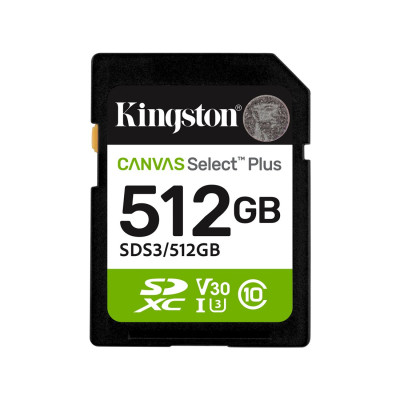 Карта памяти Kingston SDS3/512GB Canvas Select Plus C10 UHS-I U3 V30 512GB