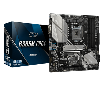 Материнская плата ASRock B365M PRO4 1151 4xDDR4 6xSATA3 RAID 2xUM.2 D-Sub DVI HDMI mATX