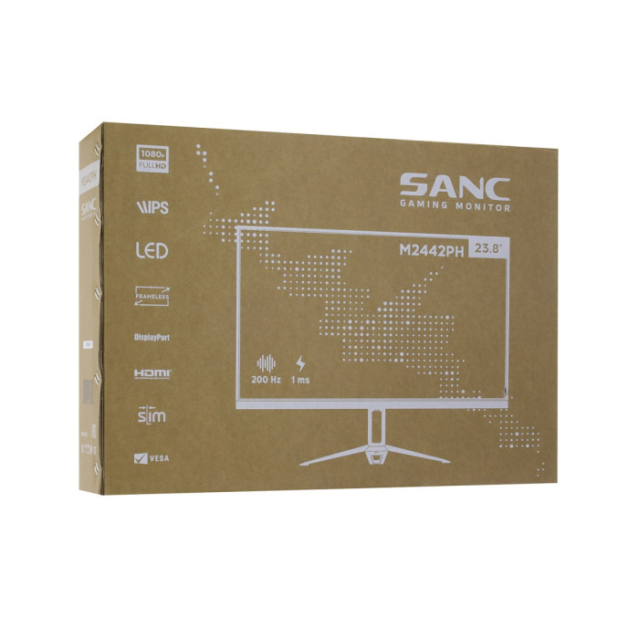 LCD 23.8" Sanc M2442PH V3, 1920x1080, IPS (LED) 200Hz, 1ms, 300cd/m2, 1000:1, 2HDMI/DP, white