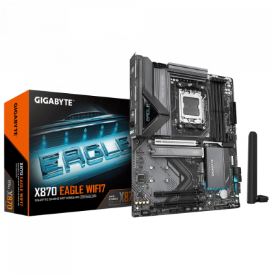 Сист.плата Gigabyte X870E EAGLE X WF7, X870E, AM5, 4xDDR5, 3xPCI-E x16, M2, SATA, USB-C, HDMI, WIFI7, BOX