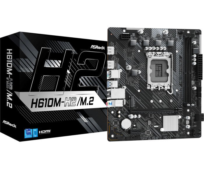 Материнская плата ASRock H610M-H2/M.2 LGA1700 2xDDR4 4xSATA 1xUM.2 2xHDMI mATX