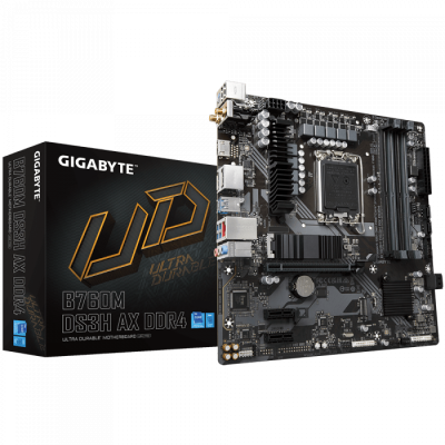 Сист.плата Gigabyte B760M DS3H AX 1.2, B760, 1700, 2xDDR4, PCI-Ex16, 2xPCI-Ex1, 2xM.2, 4xSATA, 2xDP, HDMI, BOX