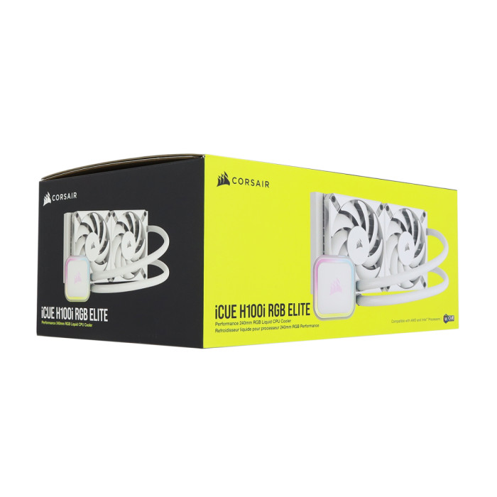 Water Cooler Corsair H100i RGB ELITE, for 1200/1366/115x/1700/2011/2066/AMD,[CW-9060078-WW],white
