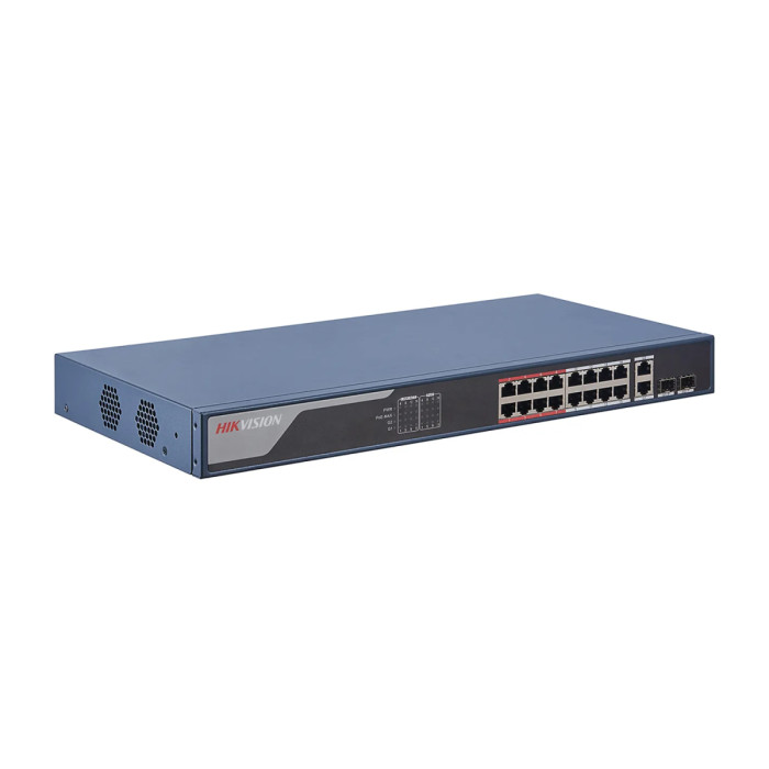 Switch 16+2 port 10/100M Hikvision DS-3E0318P-E(C), 16xPoE, 2xRJ45 GE Uplink, 2xSFP, rack