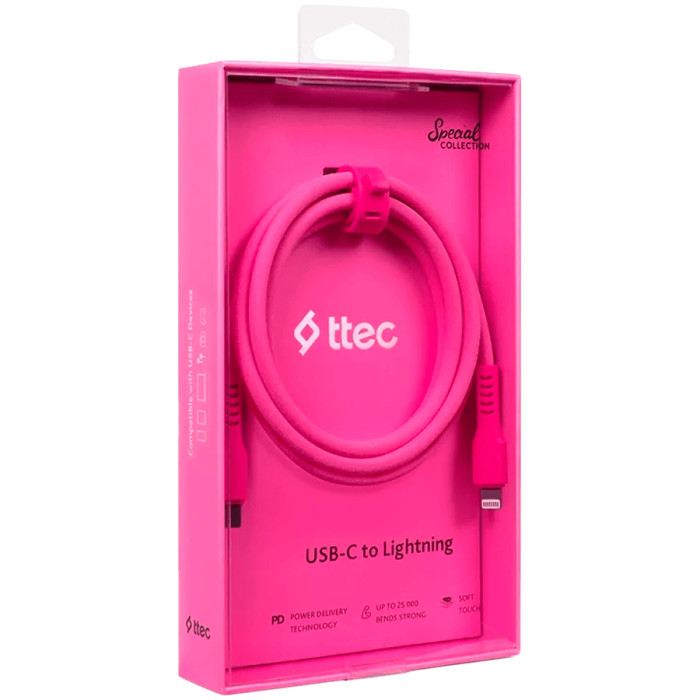 ttec  Type-C - Lightning Charge / Data Cable  120cm,Neon Pink