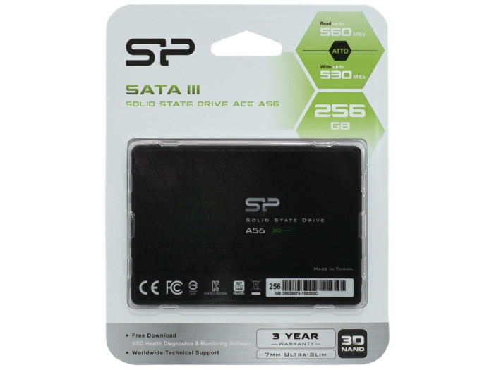 SSD SATA  256 GB Silicon Power A56, SP256GBSS3A56B25, SATA 6Gb/s