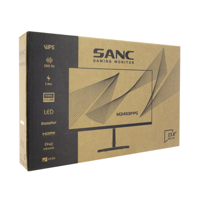 LCD 23.8" Sanc M2453FPG V2, 1920x1080 IPS (LED) 200Hz, 1ms, 250 cd/m2, 1000:1, DP/HDMI