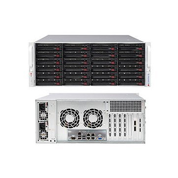 Supermicro CSE-846BE1C-R1K23B chassis, 4U, 24 x 3.5" 12G SAS3/SATA hot-swap bays, single expander, 7 FHFL expansion slots, 1200W (1+1) Redundant Power Supply