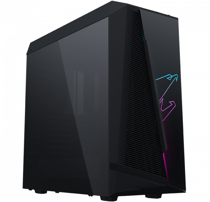 Игровой корпус для ПК Gigabyte AORUS C450 GLASS, RGB Fusion, MidTower, Mini ITX /Micro ATX /ATX,GPU up to 320mm,TG,Black