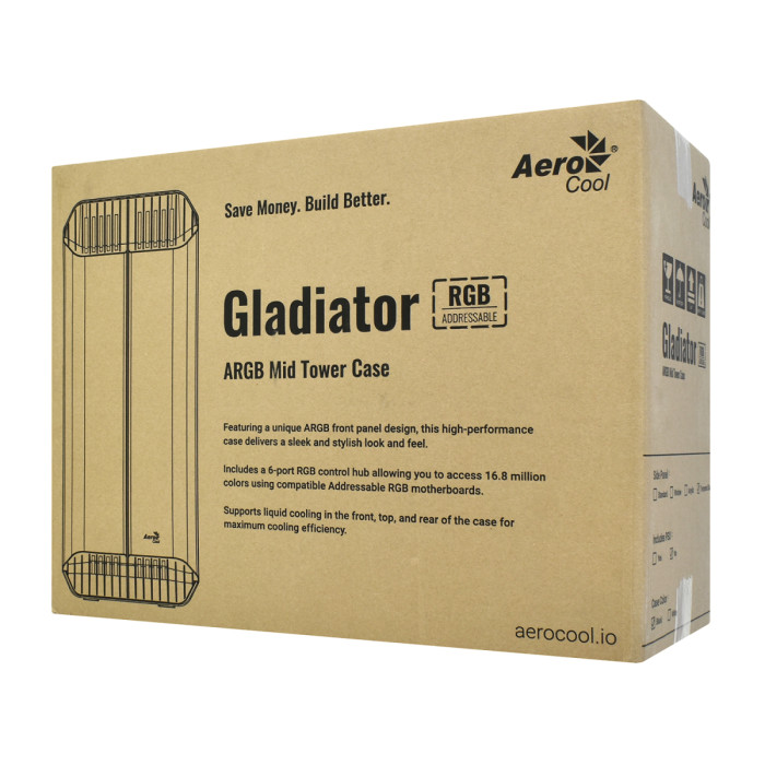 Case ATX midi tower AeroCool, Gladiator Duo-G-BK-v1, (без БП), black