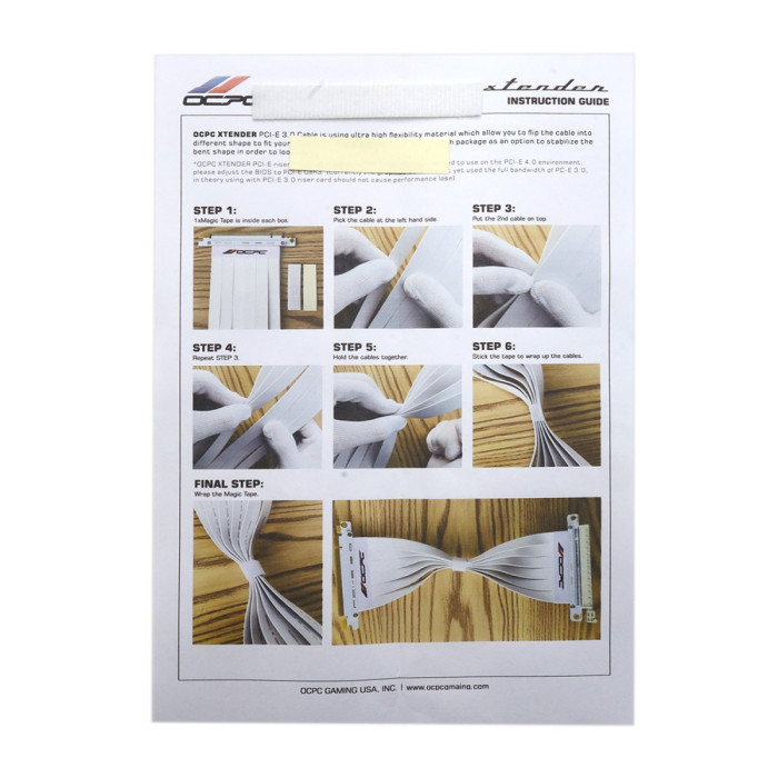 Cable (райзер), PCIe 3.0x16, OCPC XTENDER [OCCBPCIE3RC250WH], 25cm white